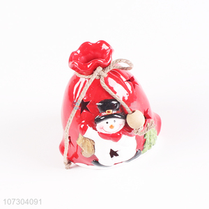 Hot sale decorative snowman ceramic craft with lights