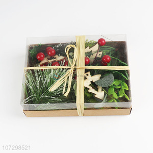 Good sale Christmas decoration artificial cherry pine twigs Christmas gift box
