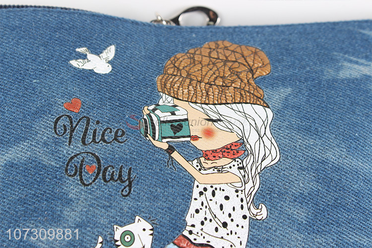 Latest arrival personalized ladies denim wallet clutch bag