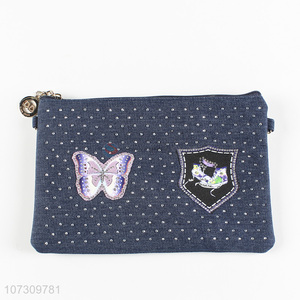Latest style stylish women denim wallets ladies clutch bag