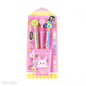 Best Sale Cartoon Animal Pattern Eraser Pencil Set