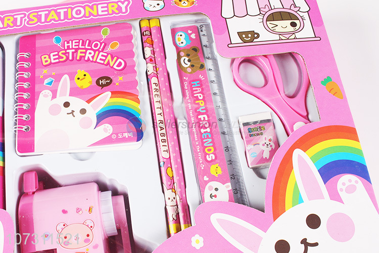 Cartoon Pattern Pencil Box Ruler Pencils Stationery Set