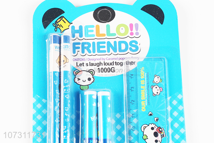Hot Selling Colorful Pencils With Ruler And Eraser Set