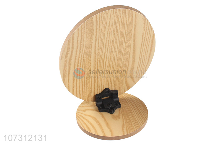 New arrival round shape plastic makeup mirror wood grain mirror