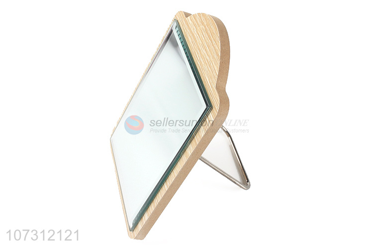 Factory wholesale rectangle shape tabletop mirror wood grain cosmetic mirror