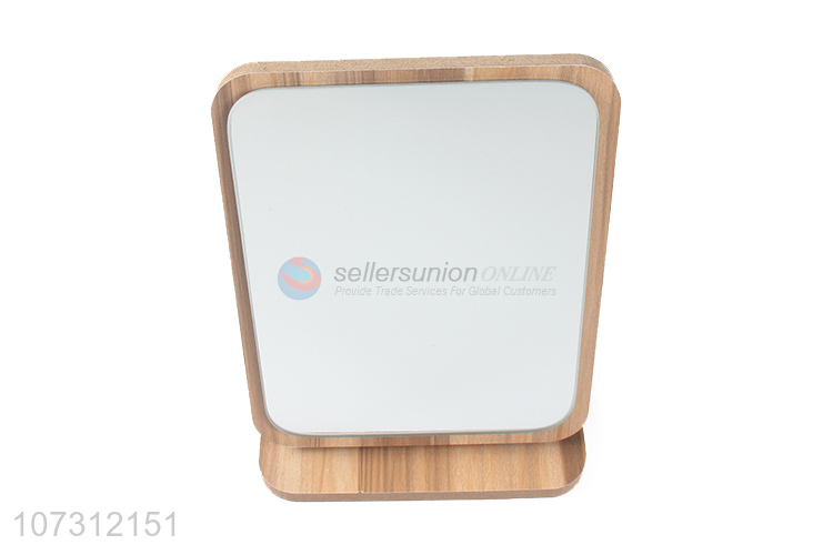 Promotional items rectangle folding plastic makeup mirror wood grain mirror