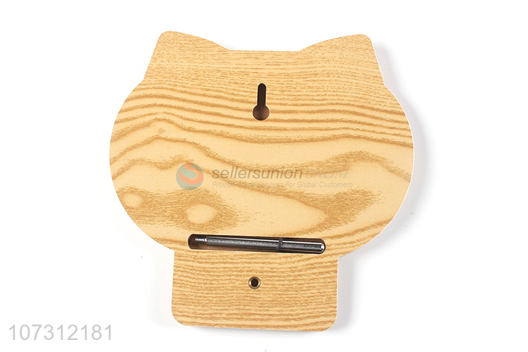Cute design cat shape tabletop mirror wood grain cosmetic mirror