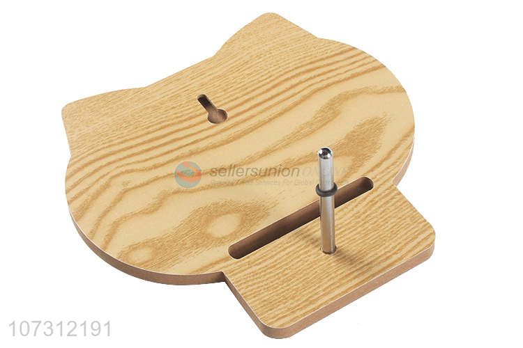 Lovely design cat shape plastic makeup mirror wood grain mirror