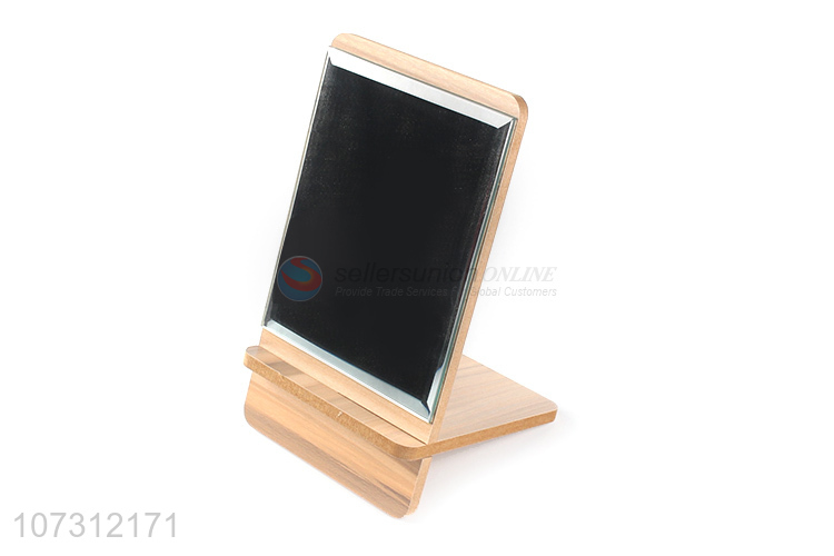 High quality rectangle shape plastic cosmetic mirror wood grain mirror