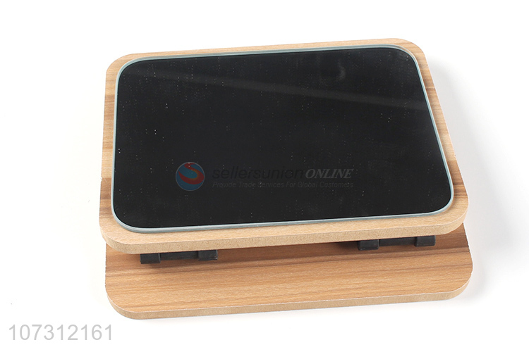 Best selling rectangle folding tabletop mirror wood grain cosmetic mirror