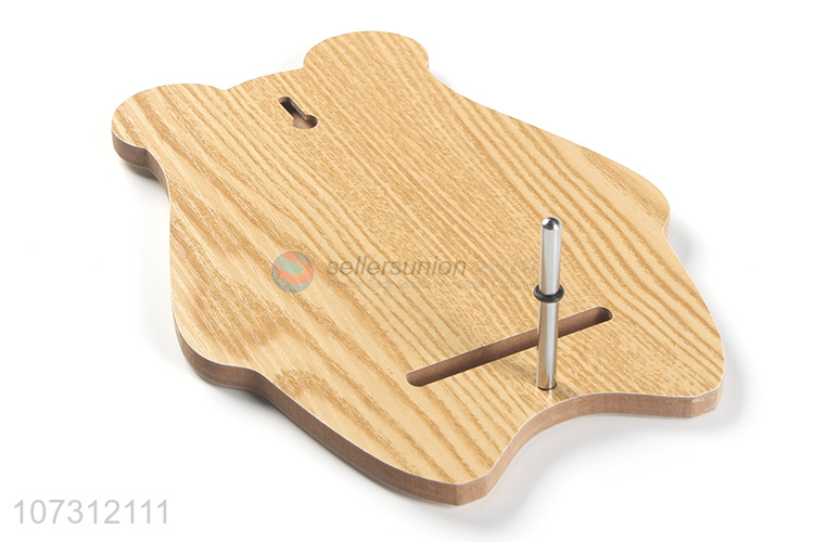 Attractive design bear shape plastic makeup mirror wood grain mirror