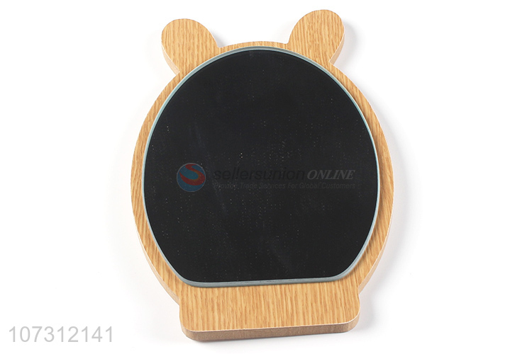 Unique design animal head shape tabletop mirror wood grain cosmetic mirror