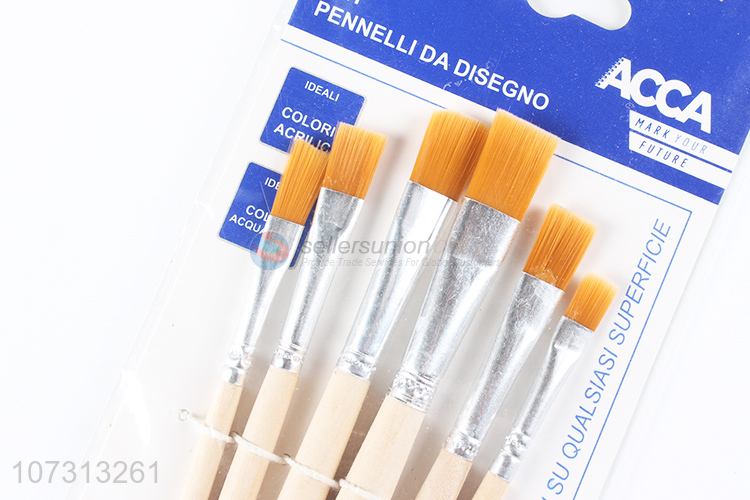 Bottom price art tools 6pcs wooden handle watercolor painting brush oil paintbrush