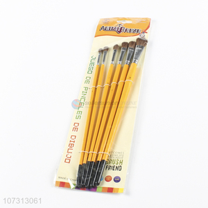 Good sale art tools 6pcs watercolor wooden handle painting brush oil <em>paintbrush</em>