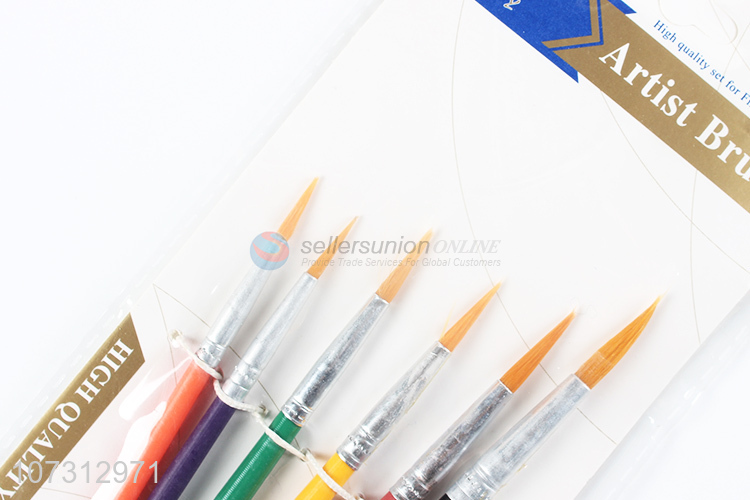 Popular products art supplies 6pcs plastic handle painting brush watercolor paintbrush