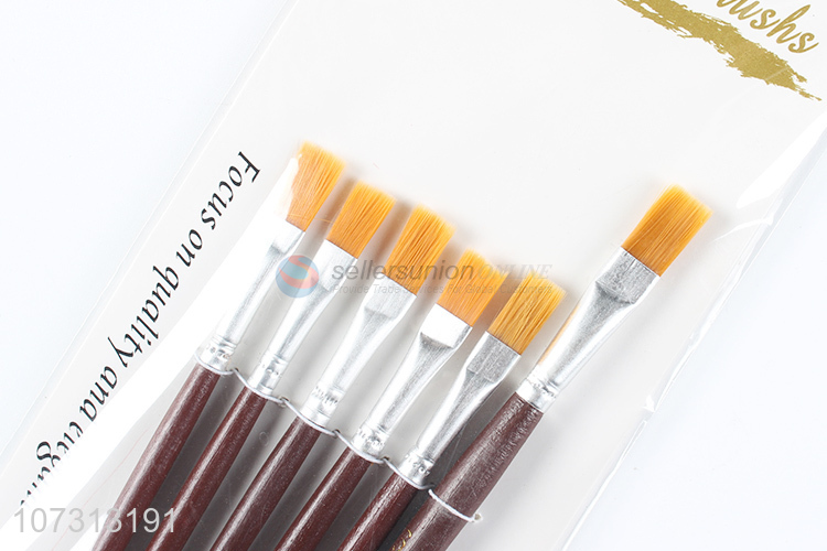 Competitive price art supplies 6pcs wooden handle painting brush watercolor paintbrush