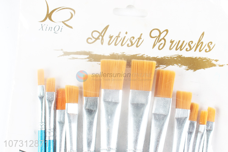 Premium products art supplies 12pcs wooden handle painting brush watercolor paintbrush