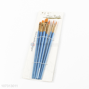 Latest design art supplies 6pcs wooden handle painting brush watercolor <em>paintbrush</em>