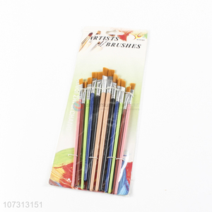 Best selling art supplies 12pcs plastic handle painting brush watercolor <em>paintbrush</em>