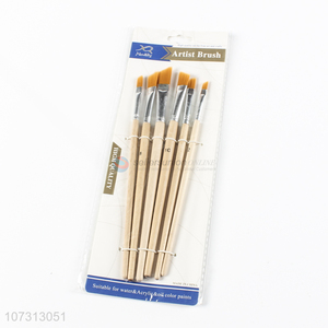 Promotional cheap art supplies 6pcs wooden handle painting brush watercolor <em>paintbrush</em>