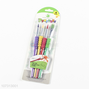 Wholesale cheap art tools 4pcs plastic handle watercolor painting brush oil <em>paintbrush</em>
