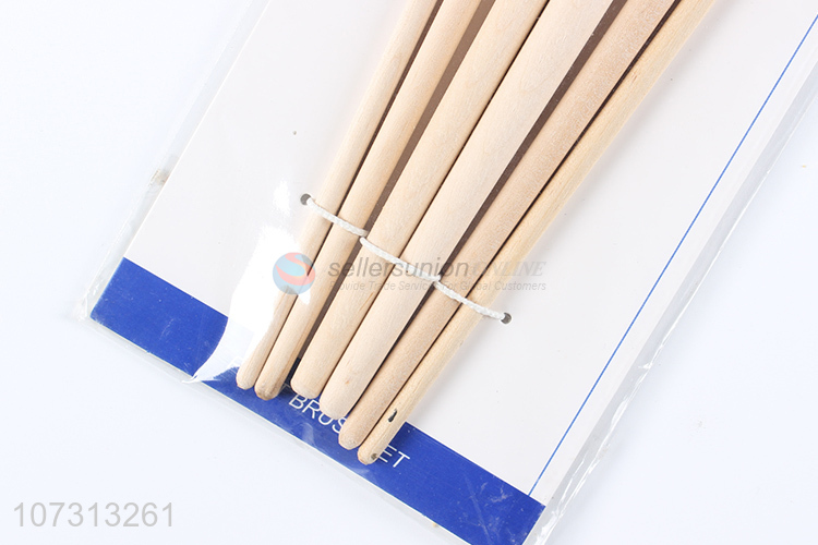 Bottom price art tools 6pcs wooden handle watercolor painting brush oil paintbrush