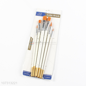 Top supplier art tools 6pcs wooden handle watercolor painting brush oil <em>paintbrush</em>