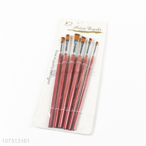 High quality art tools 6pcs wooden handle watercolor painting brush oil <em>paintbrush</em>
