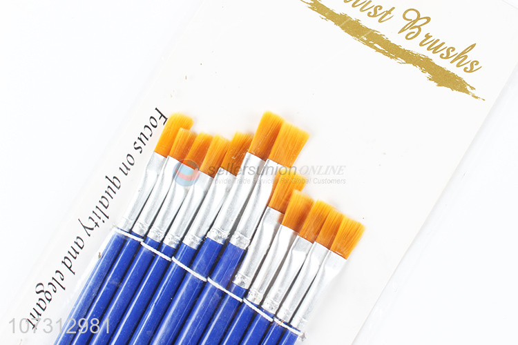 Latest arrival art tools 12pcs plastic handle watercolor painting brush oil paintbrush