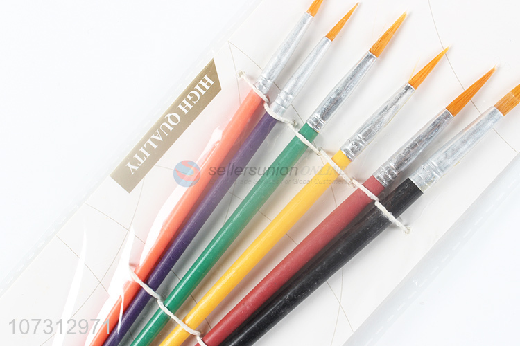 Popular products art supplies 6pcs plastic handle painting brush watercolor paintbrush