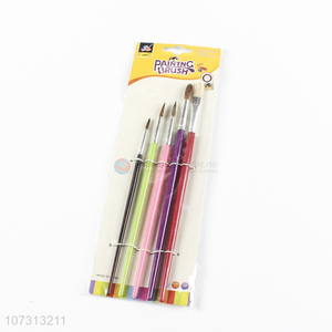 Factory price art supplies 5pcs plastic handle painting brush watercolor <em>paintbrush</em>