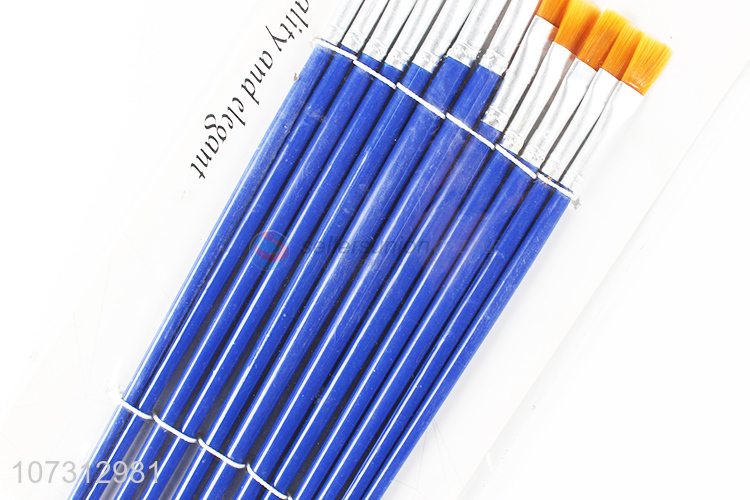 Latest arrival art tools 12pcs plastic handle watercolor painting brush oil paintbrush