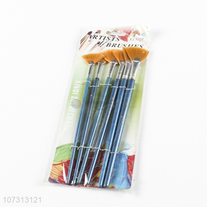 Factory wholesale art tools 6pcs wooden handle watercolor painting brush oil <em>paintbrush</em>