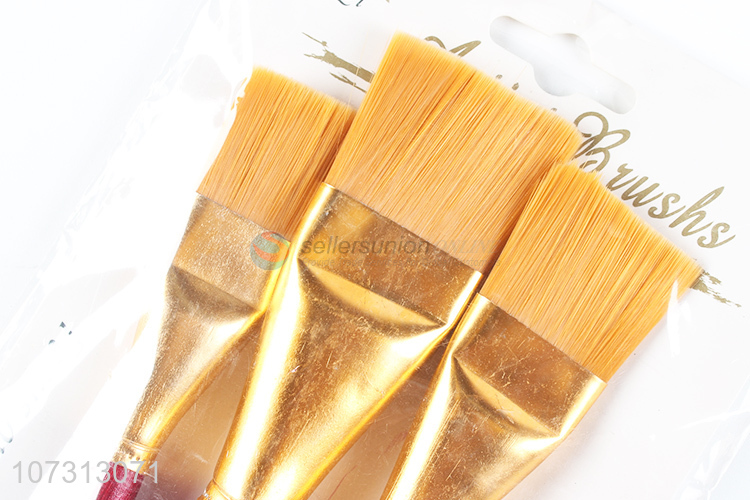 Factory direct sale art supplies 3pcs wooden handle painting brush watercolor paintbrush
