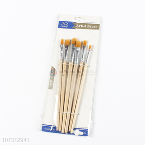 Premium quality art tools 6pcs wooden handle watercolor painting brush oil <em>paintbrush</em>