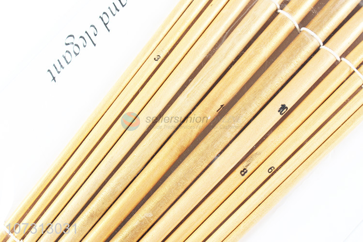 Good quality art supplies 12pcs wooden handle painting brush watercolor paintbrush