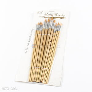 Good quality art supplies 12pcs wooden handle painting brush watercolor <em>paintbrush</em>