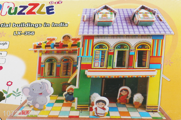 Latest arrival children paper puzzle 3D Indian house puzzle toy