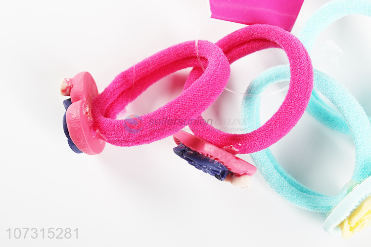 Hot sale cute girls hair ties hair ring with plastic flower