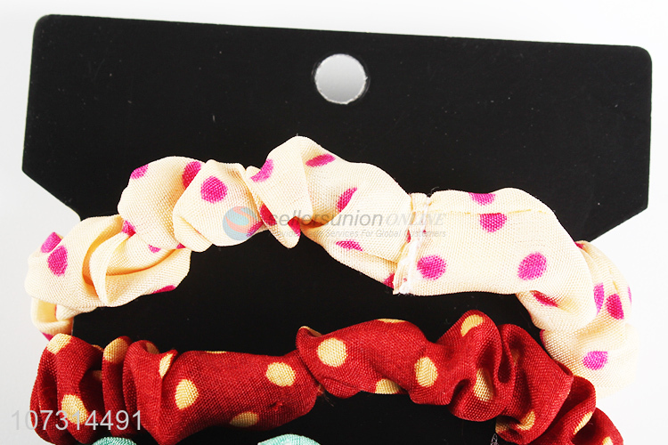 China maker fashion women hair ring polka dot printed hair bands