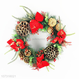 Wholesale cheap window door hanging pinecone Christmas wreath