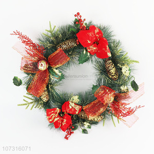 Hot selling hanging pinecone Christmas wreath for home decor