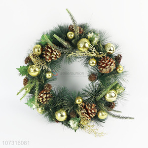 Low price pinecone Christmas wreath for door decoration