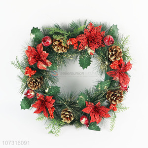 Good market festival decoration Christmas wreath with pinecones