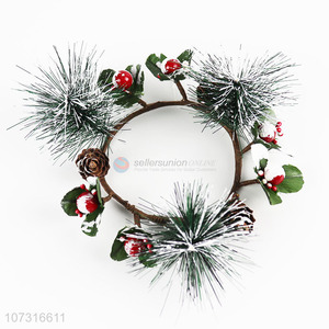Factory price decorative Christmas mini candle holder wreaths