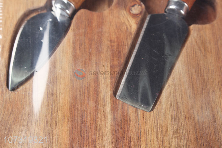 New Product Rectangle And Nature Wooden Cutting Board With 3 Knives Set