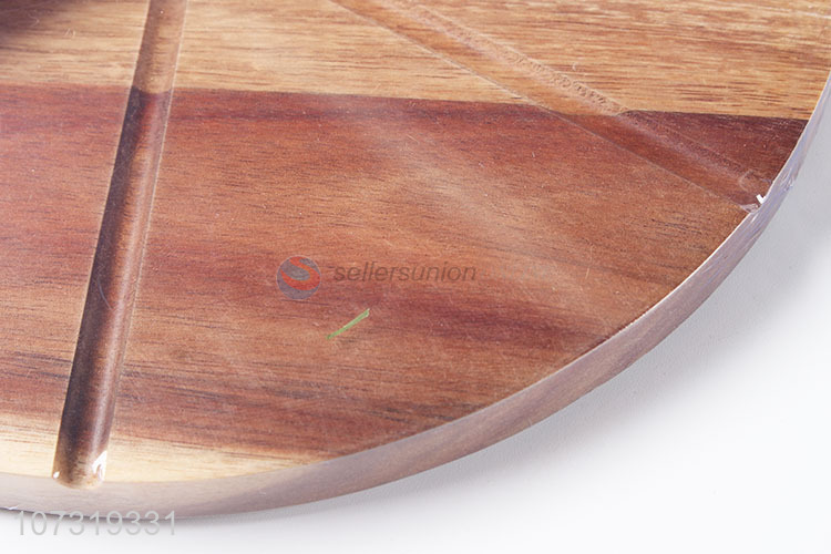 Wholesale Customized Acacia Wood Pizza Board With Wheel Cutting Knife Set