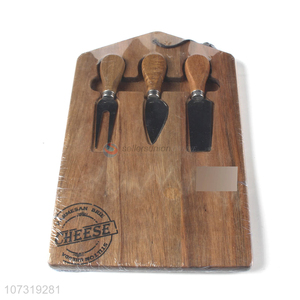 Custom Acacia Wood Chopping Block Wooden Cheese Cutting Board Set With Tools