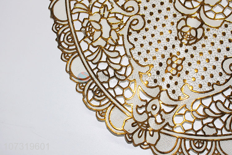 High Sales Pvc Anti-Slip Plastic Placemat Heat Resistant Golden Table Mat