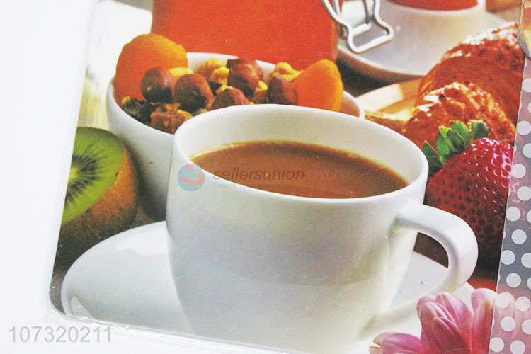 Good quality 12pcs coffee mug printed eco-friendly frosted placemat and cup mat set